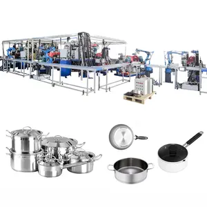 Lini produksi otomatis untuk panci dan panci Stainless Steel Pot peralatan masak aluminium lini produksi