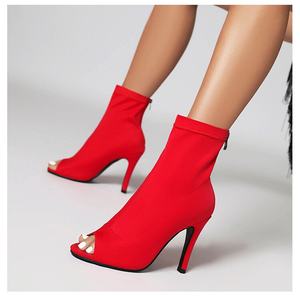 Parlak siyah 10cm Stiletto caz dans ayakkabıları açık ağızlı Latin balo salonu kutup dans botları kadınlar için - Product Image 5