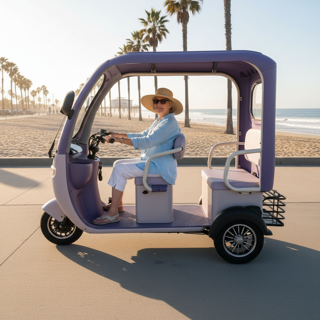 Holladay Easy Driving Stable 3 Wheels Ebike 650W Electric Tricycle Semi-enclosed E-trike with Front Windshield and Rear Window