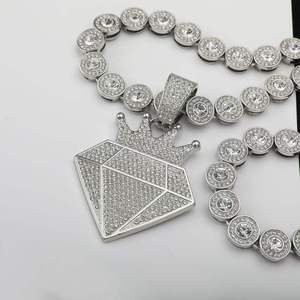 Premium Quality Luxury Cuban Link Diamond Chain <b>Necklace</b> with Heavy <b>Interlocking</b> Links for Daily Wear Gift Party Styling - Product Image 3