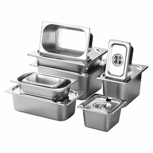 Top vente 1/1 1/2 1/3 1/4 1/6 1/9 en acier inoxydable gn pan gastronorm conteneur avec couvercle buffet gastronorm pan pour hôtel restaurant - Product Image 3