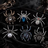 Broche Araignée Vintage Style Ethnique avec Strass, Grande Épingle Insecte Gothique en Cristal Plaqué Or Unisexe pour Cadeau de Mariage, Fête, Manteau