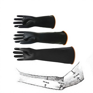 Gants de sécurité en caoutchouc résistants aux produits chimiques, noirs, 14 pouces de long, résistants aux acides et aux alcalis, imperméables, à revers droit - Product Image 3