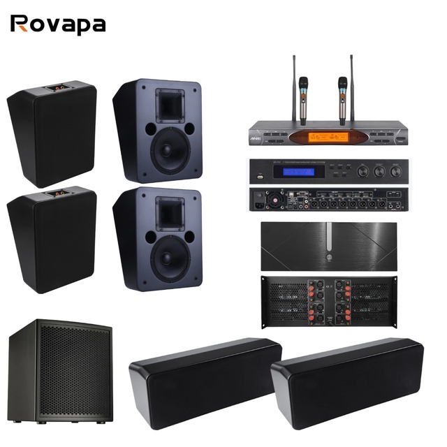 Screening Room Solution Bass Passive Subwoofer Full Range Speaker Small Cinema Speaker Wireless Microphone Audio Mixer Amplifier