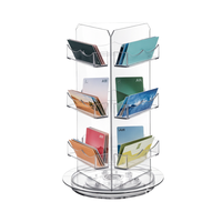 Présentoir rotatif transparent à 3 niveaux en acrylique pour cartes de visite, brochures, autocollants et cartes d'invitation