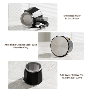 <span class=keywords><strong>Cafetera</strong></span> Moka HIGHWIN Negra para Estufa de Múltiples Capacidades <span class=keywords><strong>Cafetera</strong></span> Exprés con Mango Resistente al Calor - Product Image 5