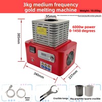 Four de fusion à induction à moyenne fréquence de 3 kg, en acier inoxydable, pour la fusion de l'or, de l'argent et du cuivre, 6 kW, 1450°C