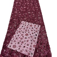 Tela Elástica de Malla con Cuentas Bordadas para Vestidos de Novia y Niñas, Venta al Por Mayor