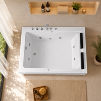 Baignoire à remous personnalisée 1200x1700mm pour deux personnes avec rebord noir, coussins et jets d'hydro-massage