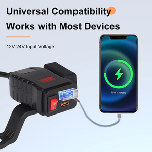 <span class=keywords><strong>Chargeur</strong></span> de <span class=keywords><strong>téléphone</strong></span> pour moto à charge rapide USB Type-C SAE IP44 étanche <span class=keywords><strong>avec</strong></span> voltmètre et interrupteur de charge, deux options d'installation - Product Image 4