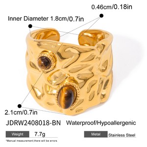 Vintage Natural Stone Statement <b>Ring</b> Stainless Steel <b>Titanium</b> Open Adjustable French Retro Niche Design Jewelry <b>for</b> <b>Women</b> - Product Image 4