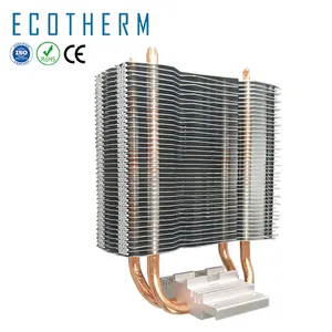 Módulo térmico de dissipador de calor personalizado, alta potência led, refrigeração, barbatana empilhada com 2 tubos de calor de cobre