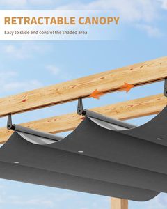 Pergola ngoài trời với tán có thể thu vào nâng cấp Nhôm hạt gỗ kim loại Patio pergola cho sàn sân sau hiện đại - Product Image 2