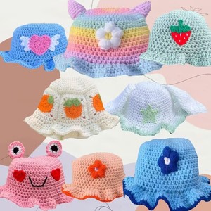 PARTYMENT Bonnet en tricot à bord festonné, motif dessin animé amusant, fait main, pour femmes, hommes et garçons, style bonnet de pêcheur ou bonnet bob en crochet motif grenouille - Product Image 2