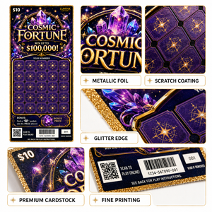 Custom CMYK Digital Printing Offset <b>Paper</b> Game Security Design <b>Patterns</b> Scratch Win Lottery Real Lottery Scratch Ticket - Product Image 2