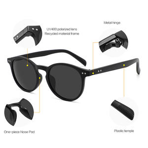 Lunettes de soleil polarisées en matériau recyclé Ocean, monture noire, verres TAC, protection UV400, unisexe, lunettes de soleil tendance - Product Image 4