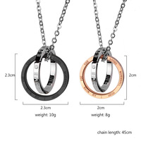 Junxin — bague en acier inoxydable, pour femmes, ensemble cadeau de Couple, en or Rose, noir, collier pour amoureux