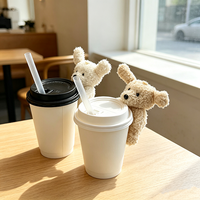 Porte-clés en peluche chien-ours, en coton PP brodé, anti-stress, mignon, figurine animale en peluche, décoration pour tasse à café et sac