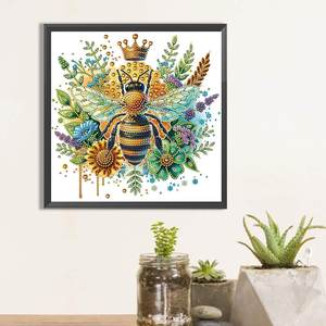 Custom 30x30cm il <span class=keywords><strong>re</strong></span> dell'ape decorazione della parete pittura a diamante <span class=keywords><strong>di</strong></span> forma irregolare 5D cristallo trapano fai da te animale diamante pittura kit - Product Image 4