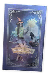 Jeu de tarot sorcière avec guide, 78 cartes holographiques sur le thème du chat et de la lune - Product Image 2