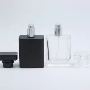 Flacon de parfum vide de luxe personnalisé transparent noir avec pompe, 30ml, 50ml, 100ml - Product Image 2