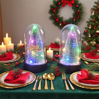 Top vente LED arbre de Noël en verre dôme Mini arbre de Noël décoration de Table créative cadeau Unique pour les décorations de Noël