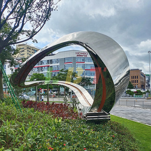 Stainless Steel Metal Sculpture Customized <b>Large</b> Scale Hollow Abstract Geometric Outdoor City Landmark Decorative <b>Ornament</b> - Product Image 3