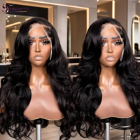 Perruque frontale HD en dentelle, cheveux indiens bruts, ondulés, sans colle, pré-épilée, ligne de cheveux naturelle, pour femmes noires