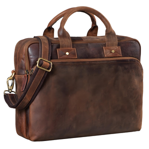 Sac à main pour ordinateur portable en cuir véritable, de style coréen moderne, grande capacité, pour les voyages d'affaires, vintage, luxueux, à porter en bandoulière - Product Image 1