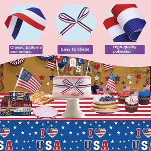 OKAY cinta de grogrén de doble cara 1cm 1,5 cm 2cm 2,5 cm 3cm 3,8 cm rayas rojas blancas azules para insignia medalla envoltura de regalo patriótico - Product Image 5