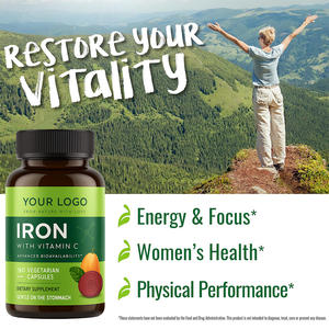 כמוסות ברזל אורגני עם ויטמין <span class=keywords><strong>C</strong></span>, זמינות ביולוגית מתקדמת, טבעוני, ללא הנדסה גנטית, 90 כמוסות - Product Image 6