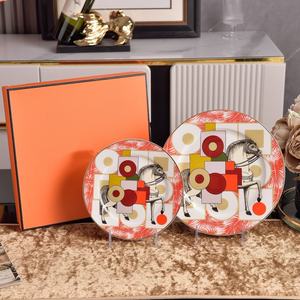 Assiette à dîner de style nordique orange 8+10 pouces, idéale pour les cadeaux et les restaurants - Product Image 4