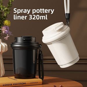 320ml Mini Stainless Steel Vacuum Insulated Coffee Mug <b>Ceramic</b> Liner Portable Fashion Travel <b>Cup</b> for Men Women - Product Image 2