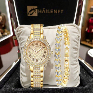 Phụ Nữ Cornucopia Sao Rhinestone Đồng Hồ Kim Cương Vòng Đeo Tay Vòng Cổ Earing Thép Không Gỉ Thủy Tinh Thạch Anh 5Pcs Phù Hợp Với Bán Buôn - Product Image 2