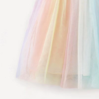 Robe décontractée pour petites filles, imprimé licorne, haut court en tricot, jupe en tulle dégradé arc-en-ciel, tenue de fête pour enfants
