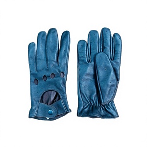 Gants de conduite unisexes Mudassar Sports en cuir bleu, à doigts complets, respirants, antidérapants, compatibles avec les écrans tactiles, légers, pour tous - Product Image 1
