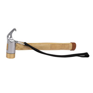 Marteau multifonctionnel en laiton pour l'extérieur, avec manche en bois, extracteur de piquets de tente, outil de sécurité pour le camping et la randonnée, 30cm - Product Image 1