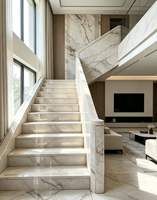 Carreaux de sol en porcelaine effet marbre poli blanc gris doré brillant pour escaliers, 470x1200mm