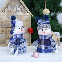 Poupée en peluche bleue personnalisée pour Noël, adorable bonhomme de neige, décoration de Noël, cadeaux de fêtes