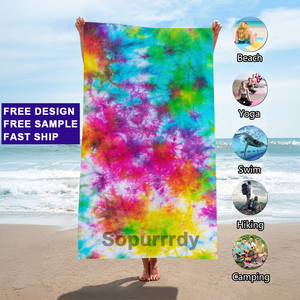 Custom Logo Microfiber <b>Lightweight</b> Quick Dry Sand-Free Beach <b>Towel</b> - Super Absorbent for Travel Pool Camping - Gift for All Ages - Product Image 2