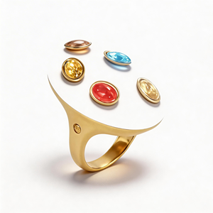Sistema de Anillos Modulares al por Mayor, Acero Inoxidable 316L, Chapado en Oro, Piedras Preciosas Intercambiables, Joyería Personalizada, Suministro OEM al por Mayor - Product Image 1