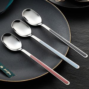 Cuillère à dessert coréenne à long manche en acier inoxydable 304 DFU0168, cuillère à glace d'été, cuillère à café, cuillère à mélanger - Product Image 2