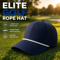Casquette de golf blanche de qualité supérieure, imperméable, avec ventilation découpée au laser, 5 panneaux, en jersey Argyle, accessoires sportifs, OEM ODM, personnalisation de la marque