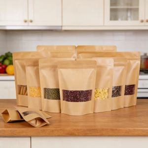 ถุงกระดาษคราฟท์แบบกำหนดเอง, ถุงซิปมีหน้าต่าง, อาหาร, ผงถั่ว, ชา, ข้าวบะหมี่, ถุงบรรจุภัณฑ์อาหารหลากหลายขนาด - Product Image 2