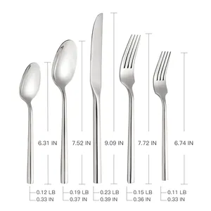 Wholesale 5 Pieces Heavy Weight Thick Handle Cutlery Wedding Restaurant Stainless Steel Flatware Set