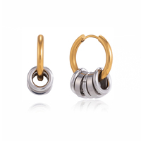 Boucles d'oreilles créoles bicolores J&D Jewelry avec plusieurs anneaux pendantes en acier inoxydable pour femmes, style minimaliste