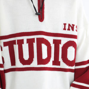 Suéter a rayas de punto Jacquard personalizado, Jersey de punto de gran tamaño para hombre, cuello Polo para hombre, suéter de lana y Cachemira - Product Image 3