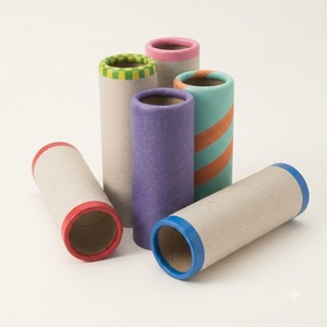 Tube robuste en fil textile 73x7x270mm, support cylindrique en papier kraft multicouche, résistance incassable à la compression - Product Image 1