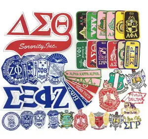 Bordado delta sigma theta personalizado, patches de ferro vermelho rosa e verde verde por encaixe na gama fiti delta sorority