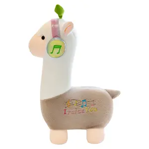 Travesseiro de pelúcia de llama musical, boneco de pelúcia fofo para bebês acalmar, brinquedo de alpaca macia para crianças